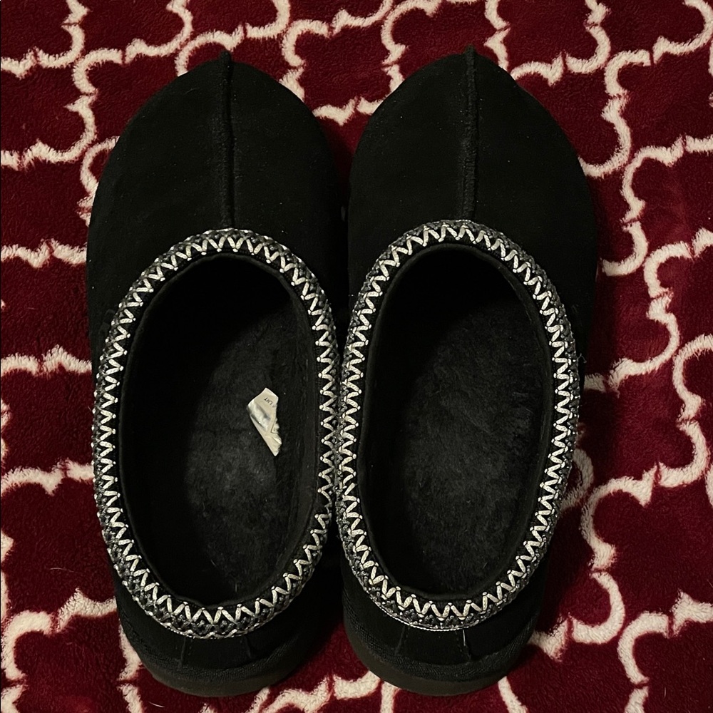 UGG Black Slippers with White Trim